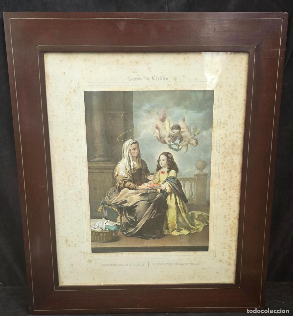 Antig&uuml;edades: Antigua Cromolitograf&iacute;a Religiosa &rdquo;La Educaci&oacute;n de la Sant&iacute;sima Virgen&rdquo; &ndash; Oratoire du Chr&eacute;tien