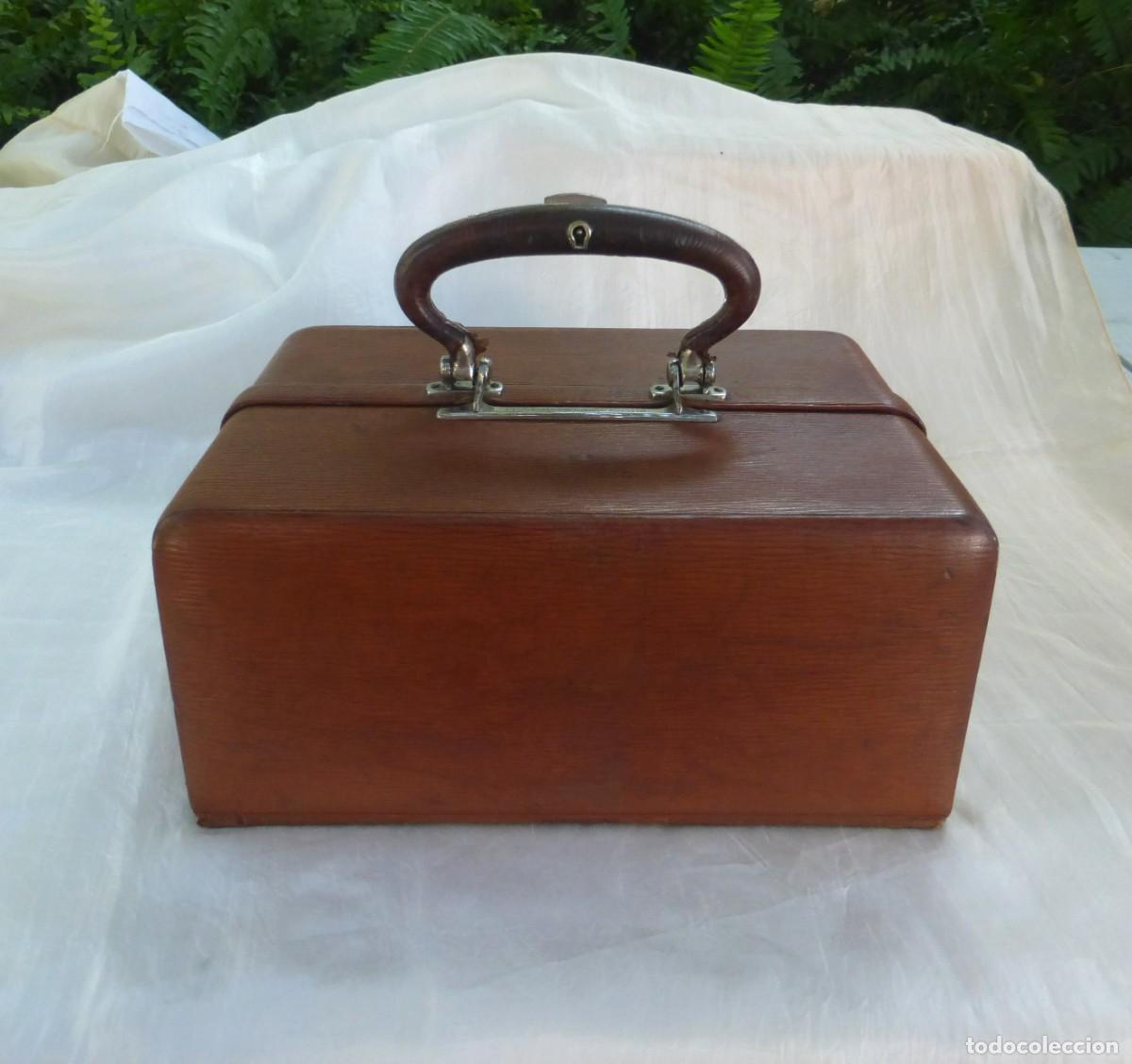 Antig&uuml;edades: MALETIN JOYERO PIEL DE LUJO DISE&Ntilde;O UNICO PATENTADO BAUHAUS 1920s RARE LEATHER JEWELRY CASE SIGNED