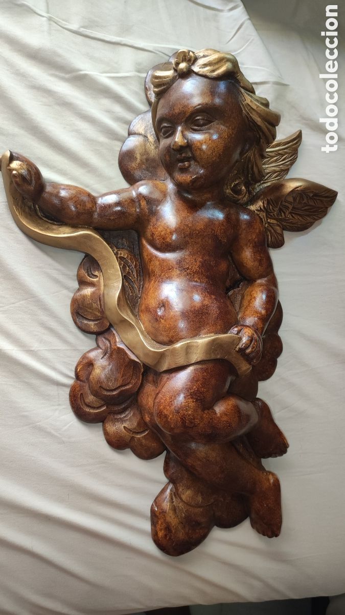 Antig&uuml;edades: Excepcional Pareja de &aacute;ngeles Barroco madera - Foto 3