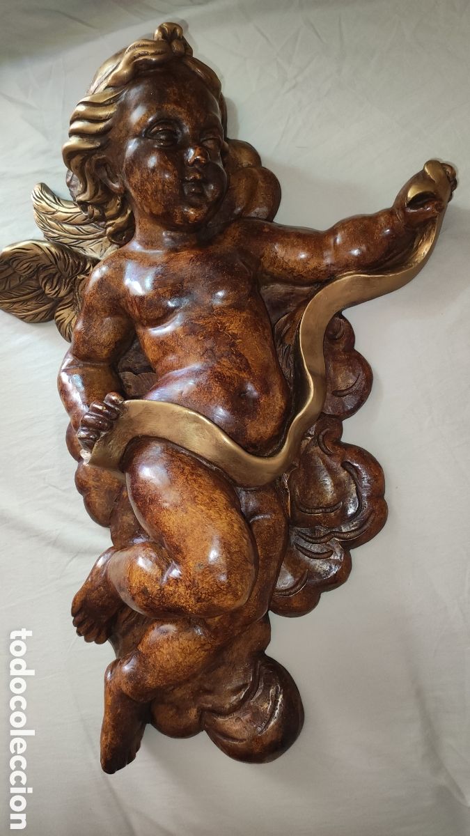 Antig&uuml;edades: Excepcional Pareja de &aacute;ngeles Barroco madera - Foto 4