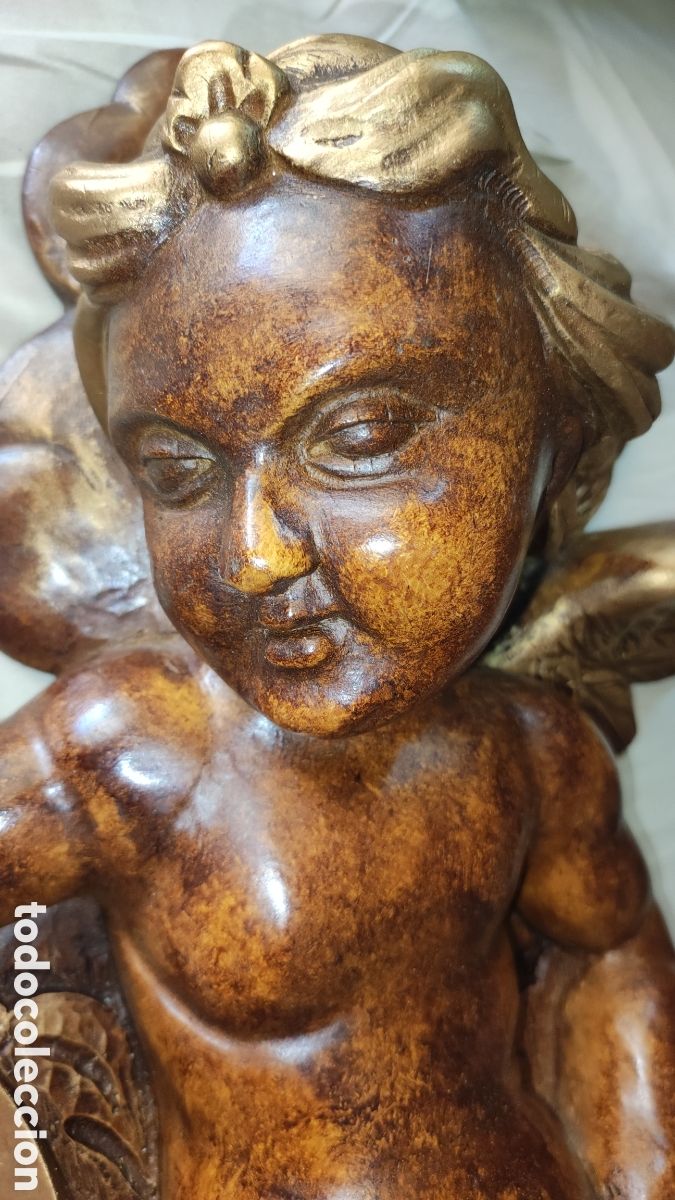 Antig&uuml;edades: Excepcional Pareja de &aacute;ngeles Barroco madera - Foto 5