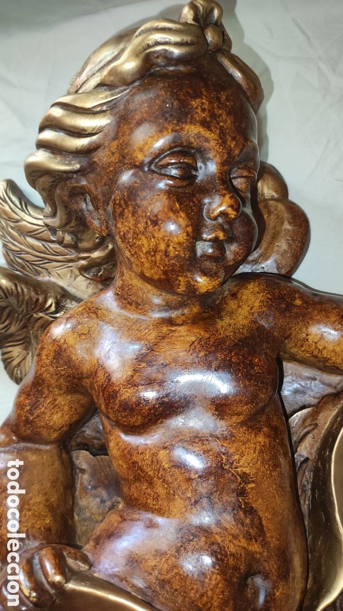 Antig&uuml;edades: Excepcional Pareja de &aacute;ngeles Barroco madera - Foto 7