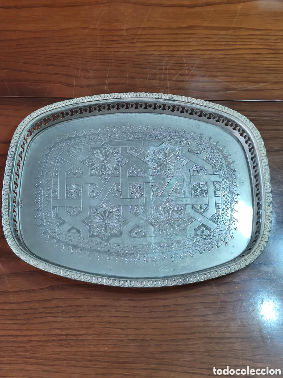 Antig&uuml;edades: Bandeja Vintage Artesanal Marroqu&iacute; (Sello SAD)