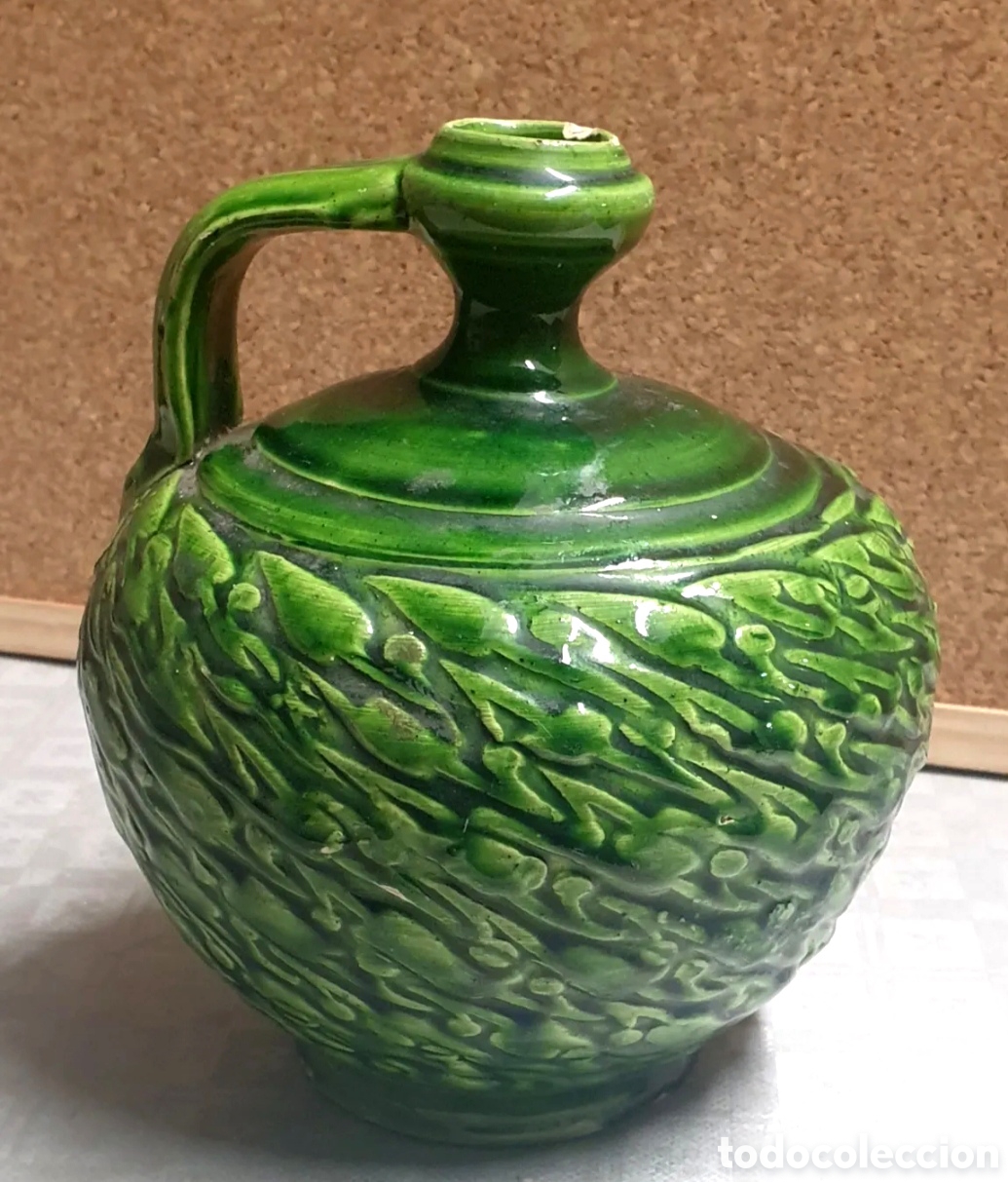 Oggetti Antichi: Cantaro cantara perula alcuza aceitera ceramica vidriada con relieves Triana Lucena Ubeda