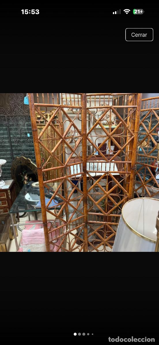 Antig&uuml;edades: Biombo de mimbre marr&oacute;n