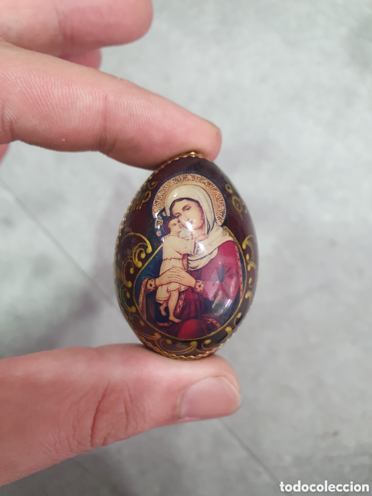 Antig&uuml;edades: Huevo con virgen pintada. (L120) - Foto 4