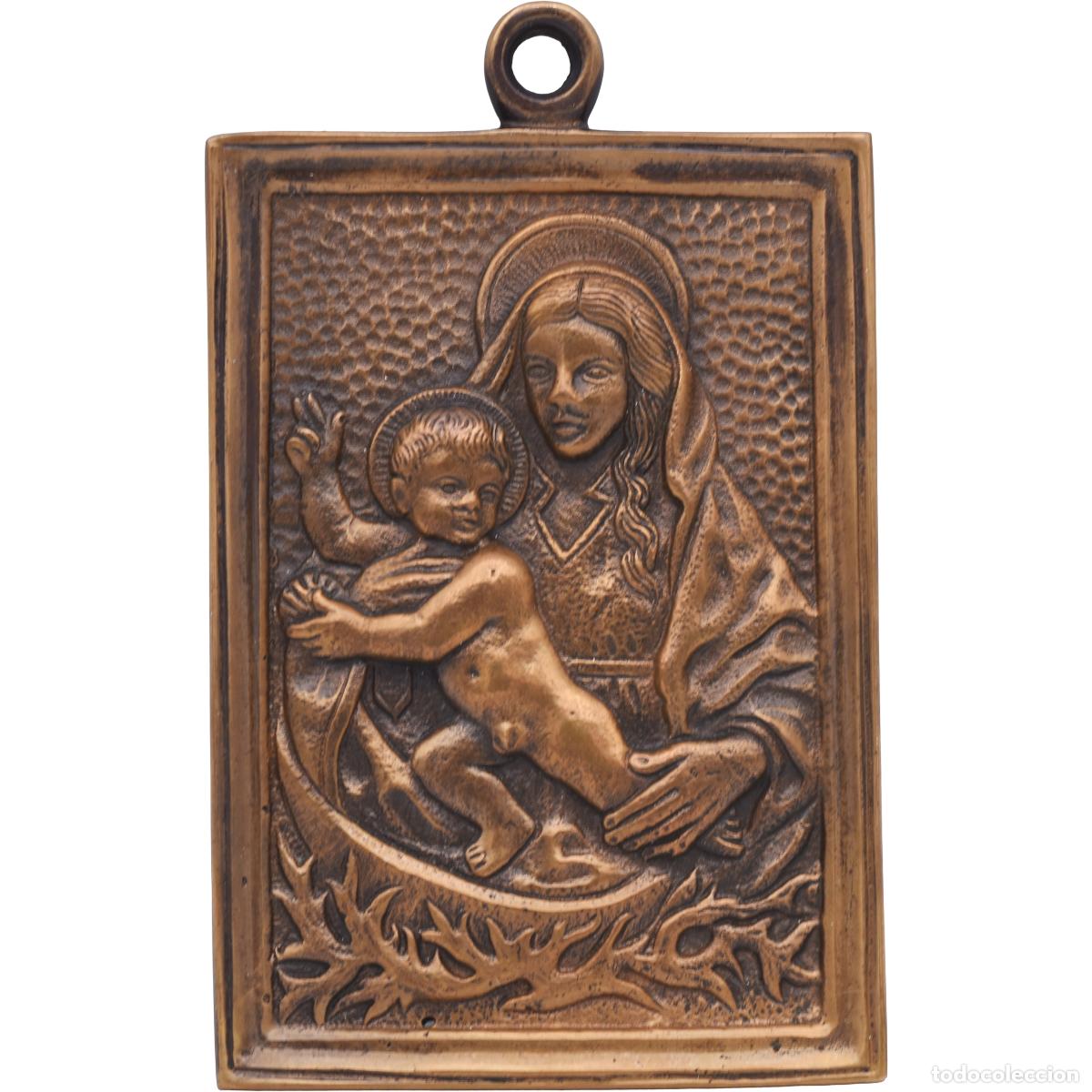 Antiquit&eacute;s: Placa devocional / portapaz - Virgen con El Ni&ntilde;o