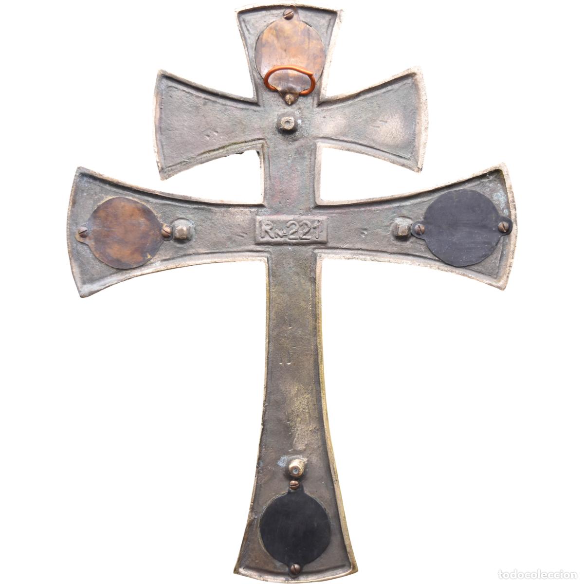 Antig&uuml;edades: Cruz patriarcal en bronce con incrustaciones - Foto 6