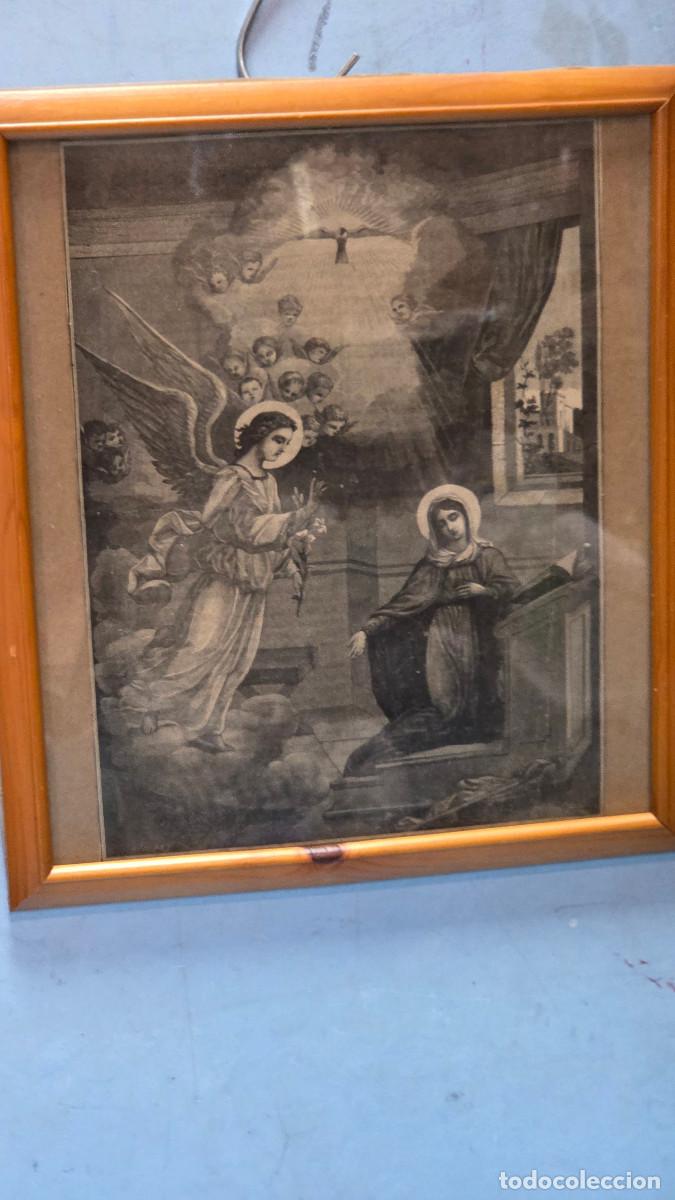 Antig&uuml;edades: cuadro con lamina religiosa antigua