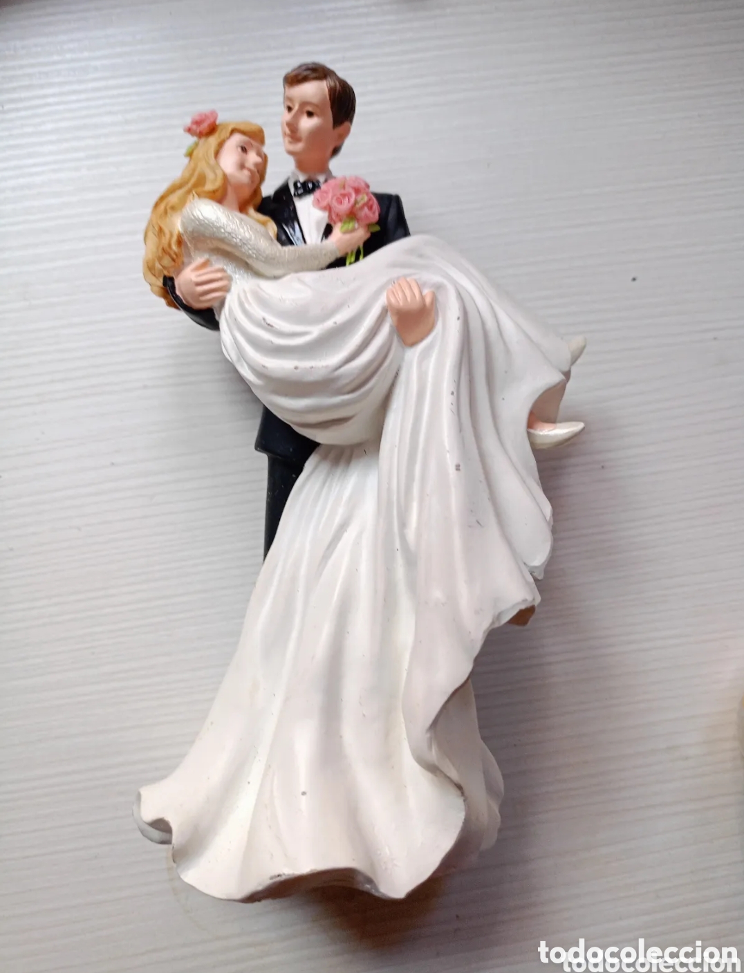Antig&uuml;edades: Preciosa Figura novios boda en resina 19cm