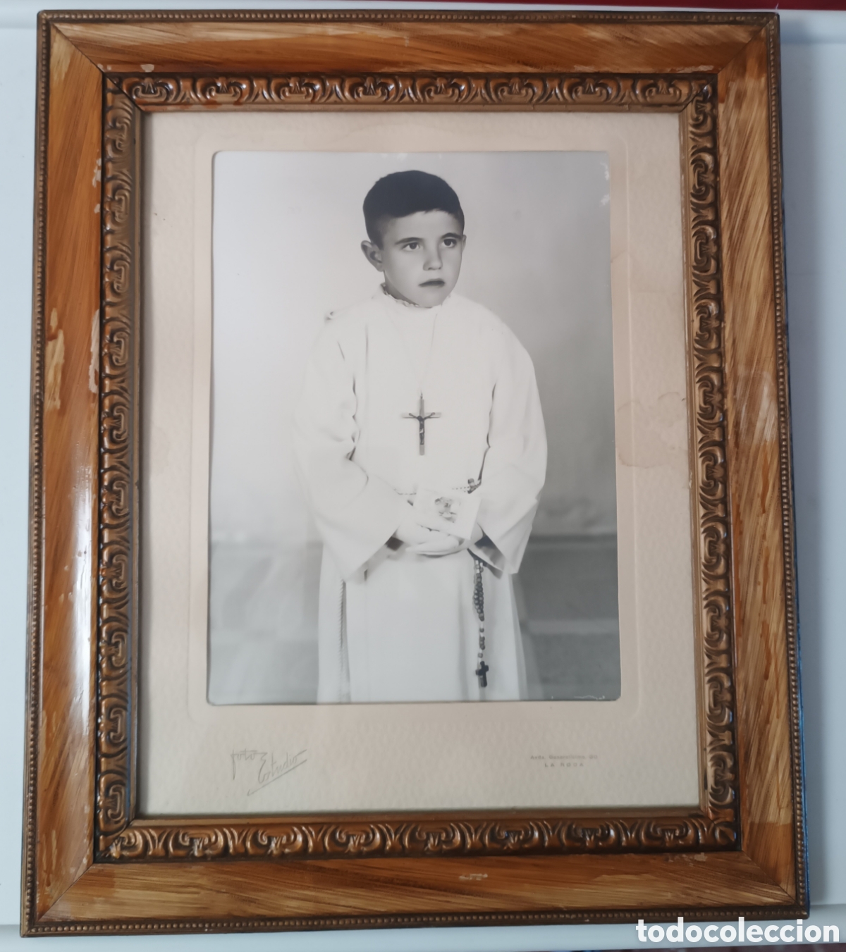 Antig&uuml;edades: CUADRO Foto Ni&ntilde;o con Traje de Primera Comuni&oacute;n.