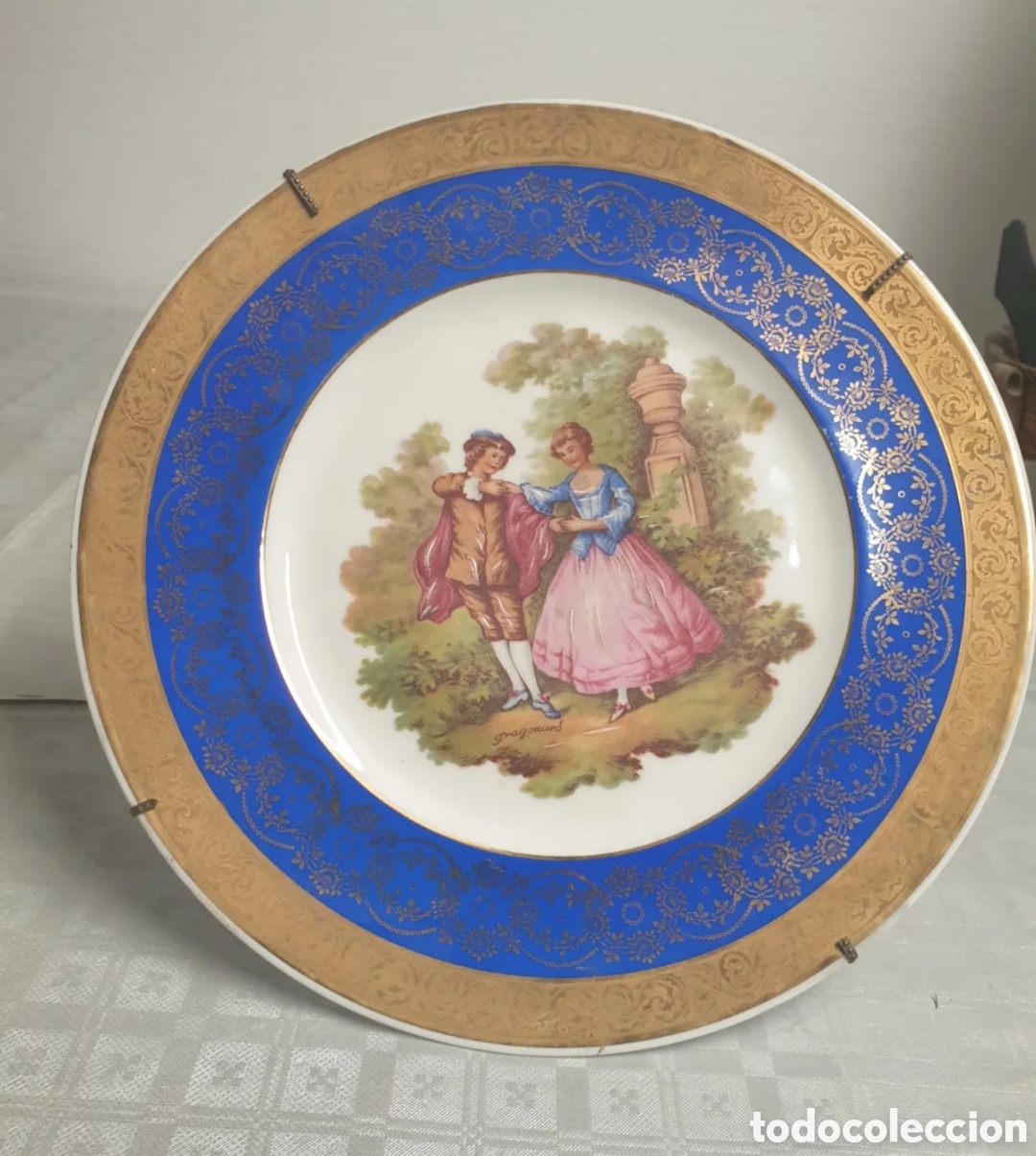 Antiquit&auml;ten: Plato Limoges Goumot Labesse Francia rom&aacute;ntico 27,7 cm de di&aacute;metro