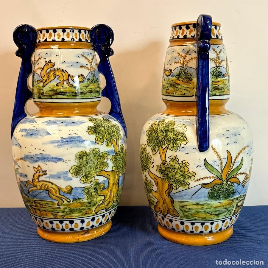 Antig&uuml;edades: Pareja de Jarrones de Cer&aacute;mica Talavera - Foto 3