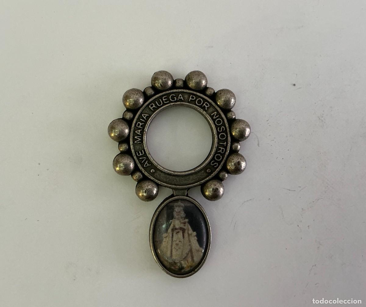 Antig&uuml;edades: Anillo Rosario / Denario de Dedo Virgen de la Fuensanta (Murcia) - Metal Plateado, S. XX