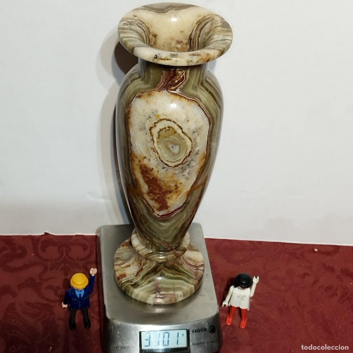 Antig&uuml;edades: BONITO JARRON DE ONIX VERDOSO OCRE - 30,5 CM ALTO - 3 KILOS DE PESO -