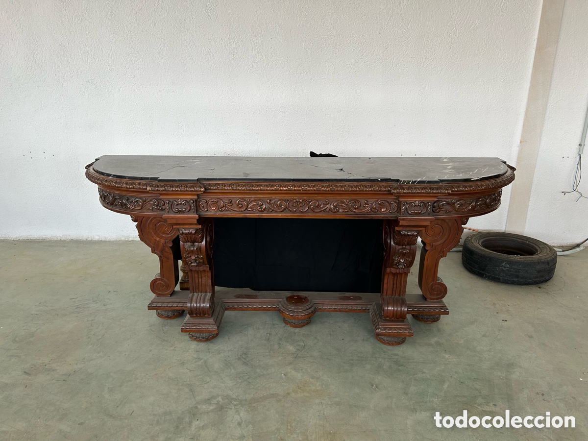 Antig&uuml;edades: MESA CONSOLA ENTRADA ANTIGUA TALLADA MARMOL DA&Ntilde;ADO ENTREGA EN MANO