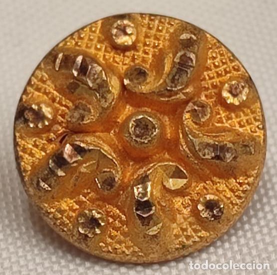 Antiques: BOTON ANTIGUO BA&Ntilde;ADO EN ORO, SUPERFIN PARIS, SIGLO XIX, 10 MM