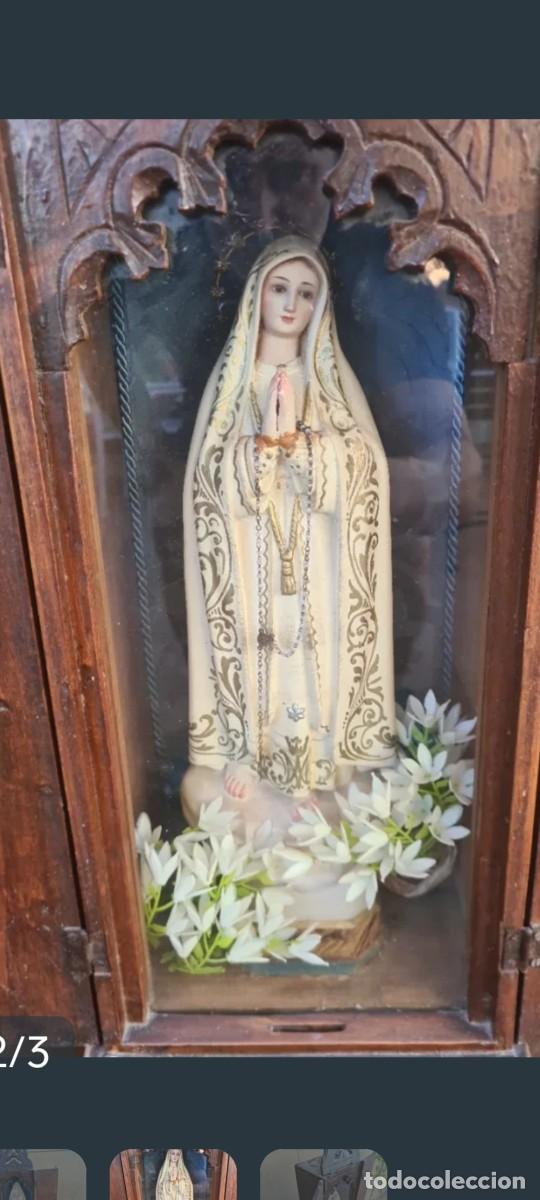 Antig&uuml;edades: Hornacina de madera con la Virgen de F&aacute;tima - Foto 2