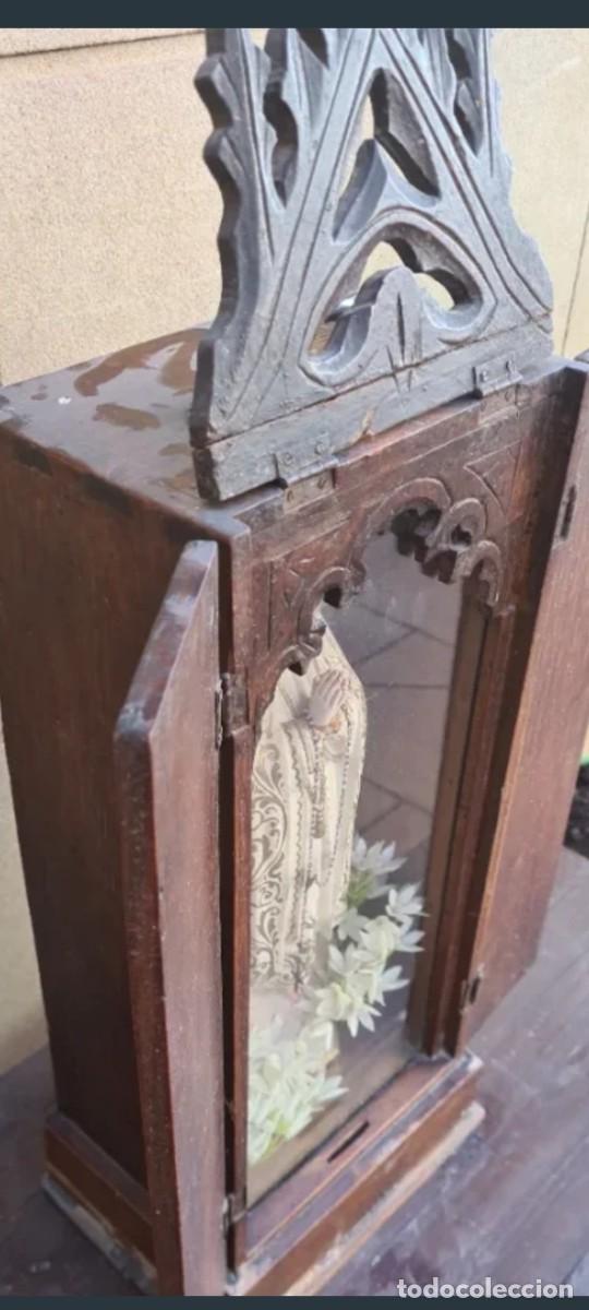 Antig&uuml;edades: Hornacina de madera con la Virgen de F&aacute;tima - Foto 3