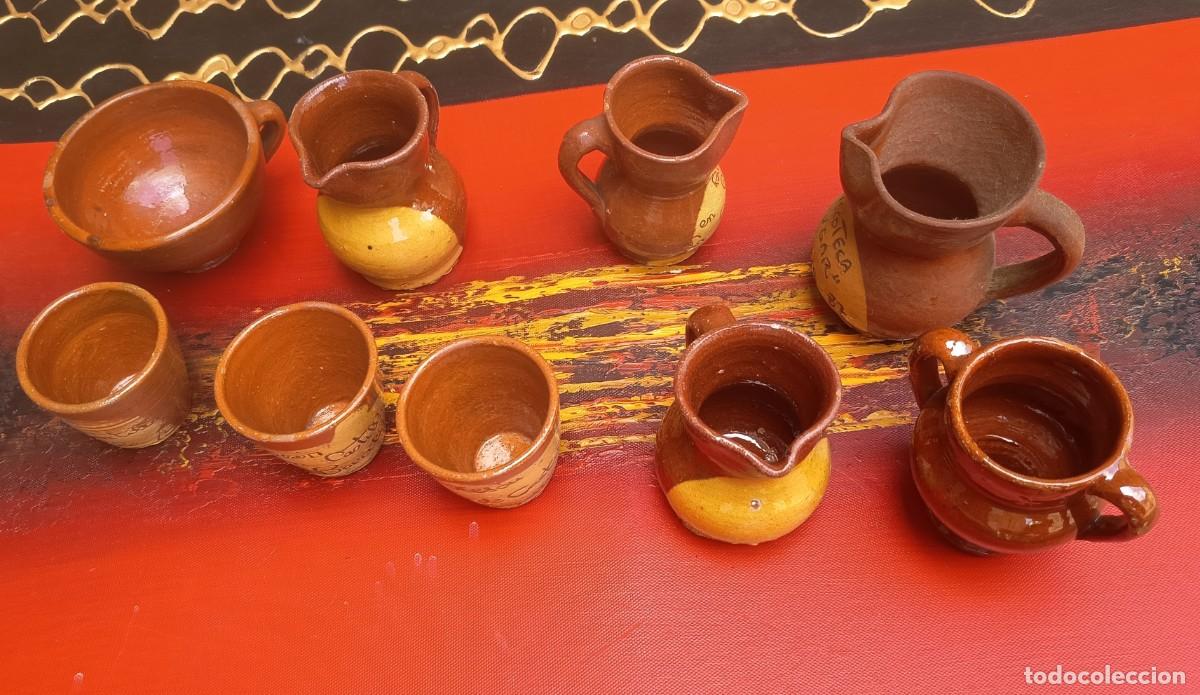Antig&uuml;edades: LOTE DE 9 NUEVE JARRITAS Y CUENCOS DE BARRO COCIDO