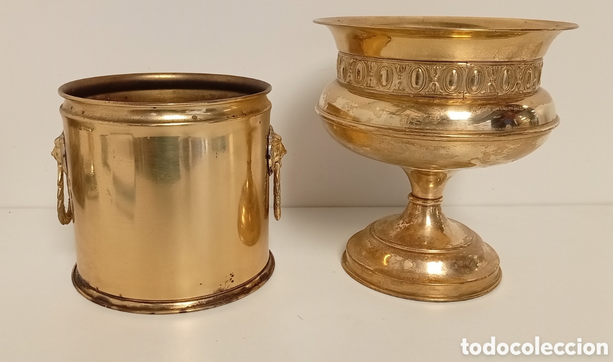 Antig&uuml;edades: .MACETEROS DE LATON VINTAGES PARA DECORACION
