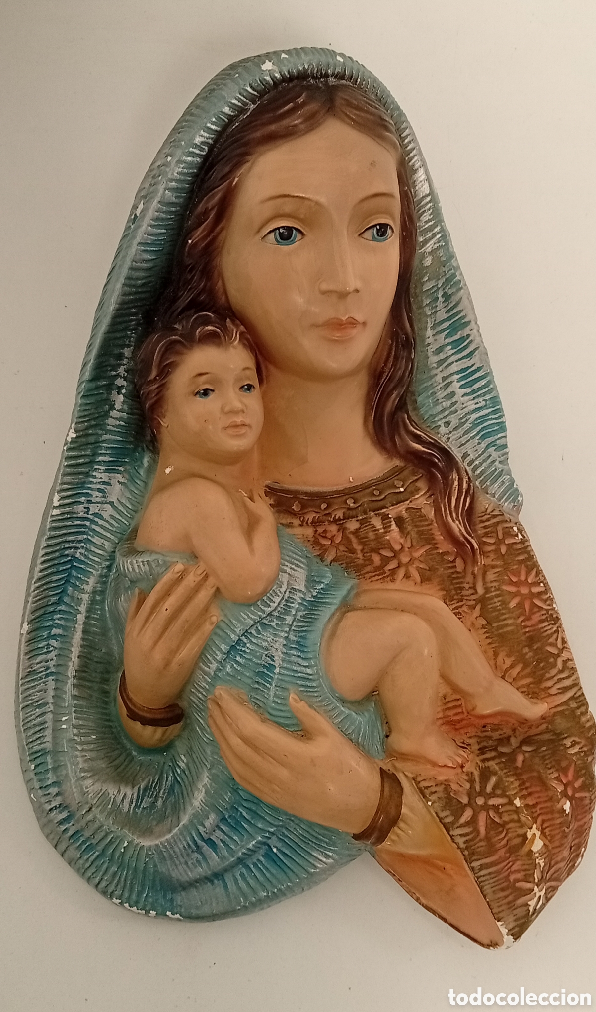 Antig&uuml;edades: .FIGURA DE PARED DE LA VIRGEN MARIA CON EL NI&Ntilde;O