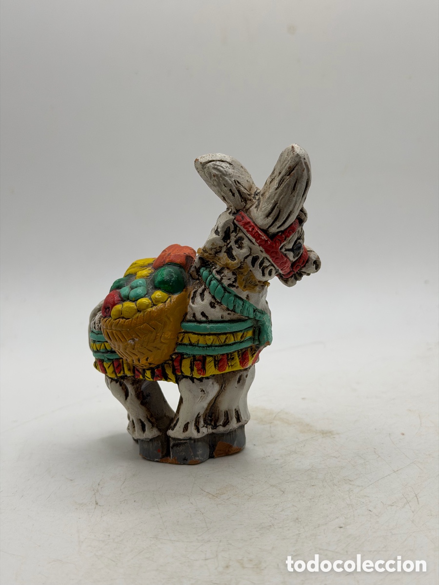 Antig&uuml;edades: Figura Burro Policromado - Foto 4