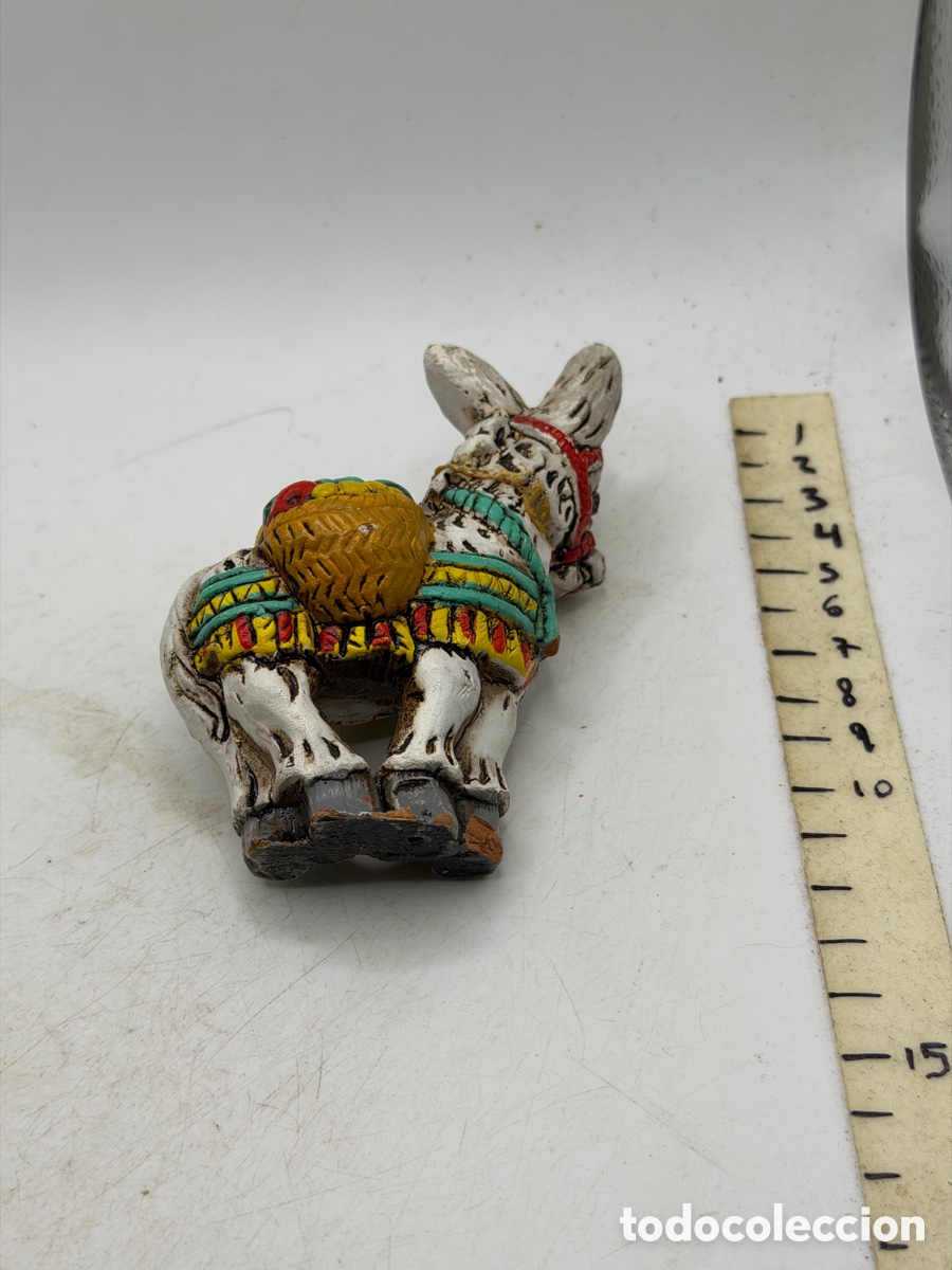 Antig&uuml;edades: Figura Burro Policromado - Foto 5
