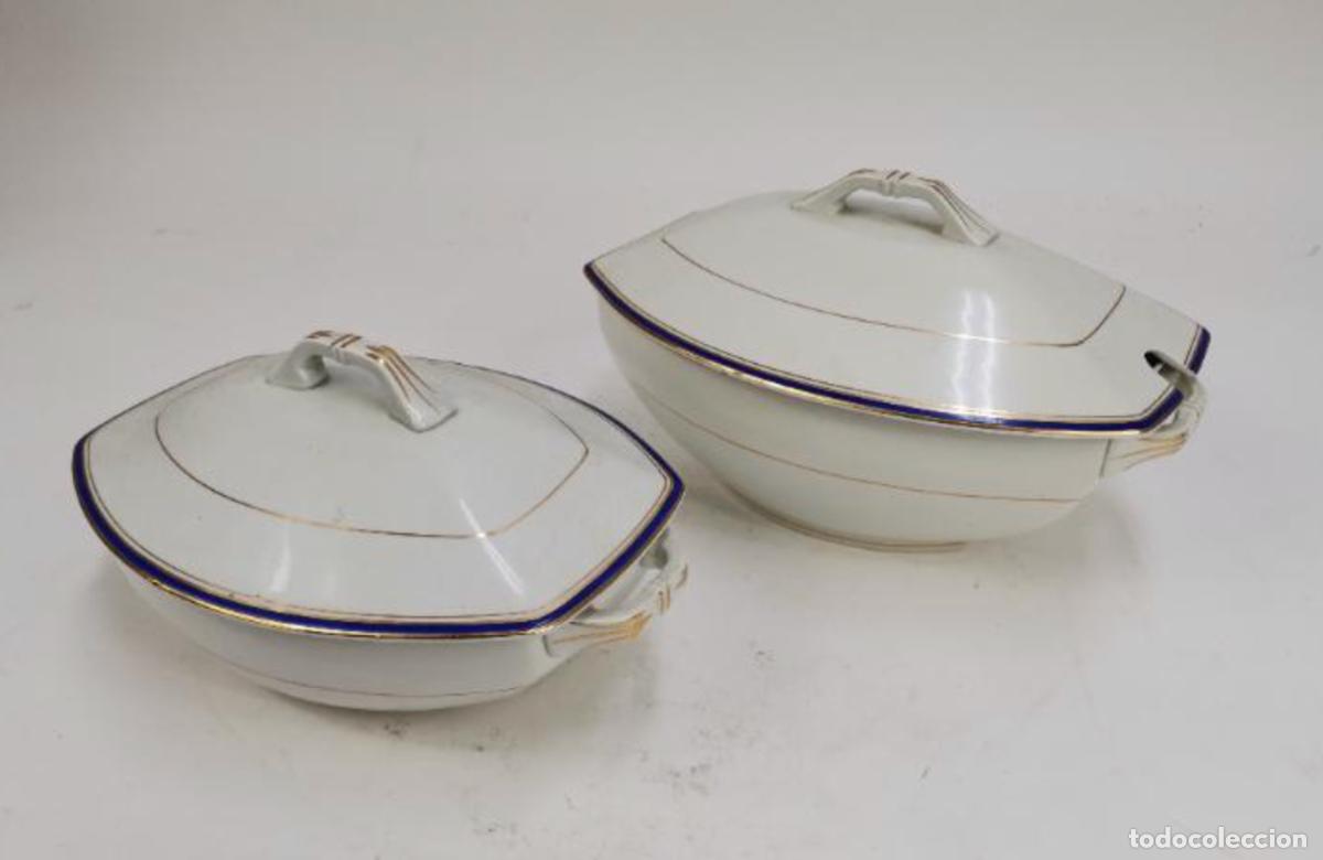 Antiques: CONJUNTO DE SOPERA Y FUENTE DE PORCELANA. MEDIADOS S.XX.