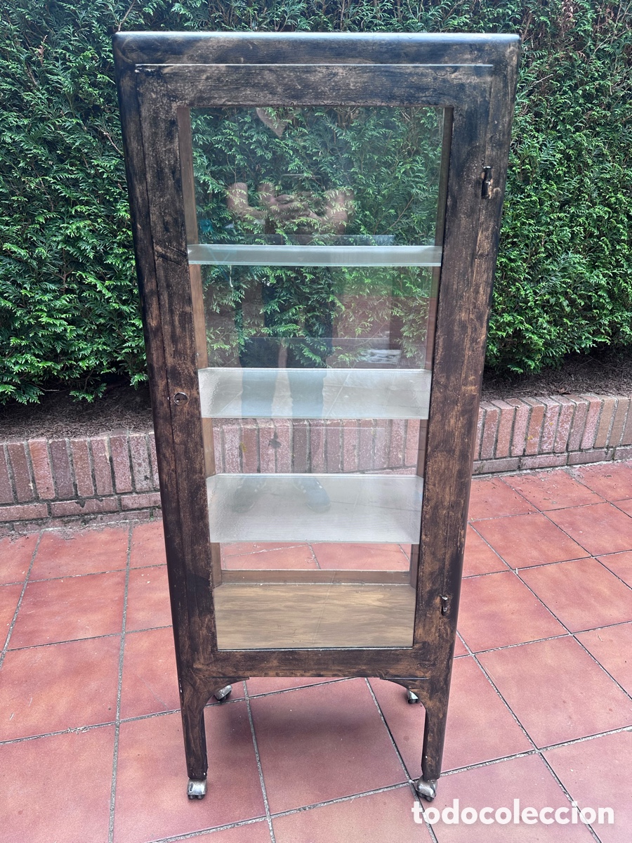 Antig&uuml;edades: ANTIGUA VITRINA DE MEDICO EN METAL Y CRISTAL A&Ntilde;OS 20/30