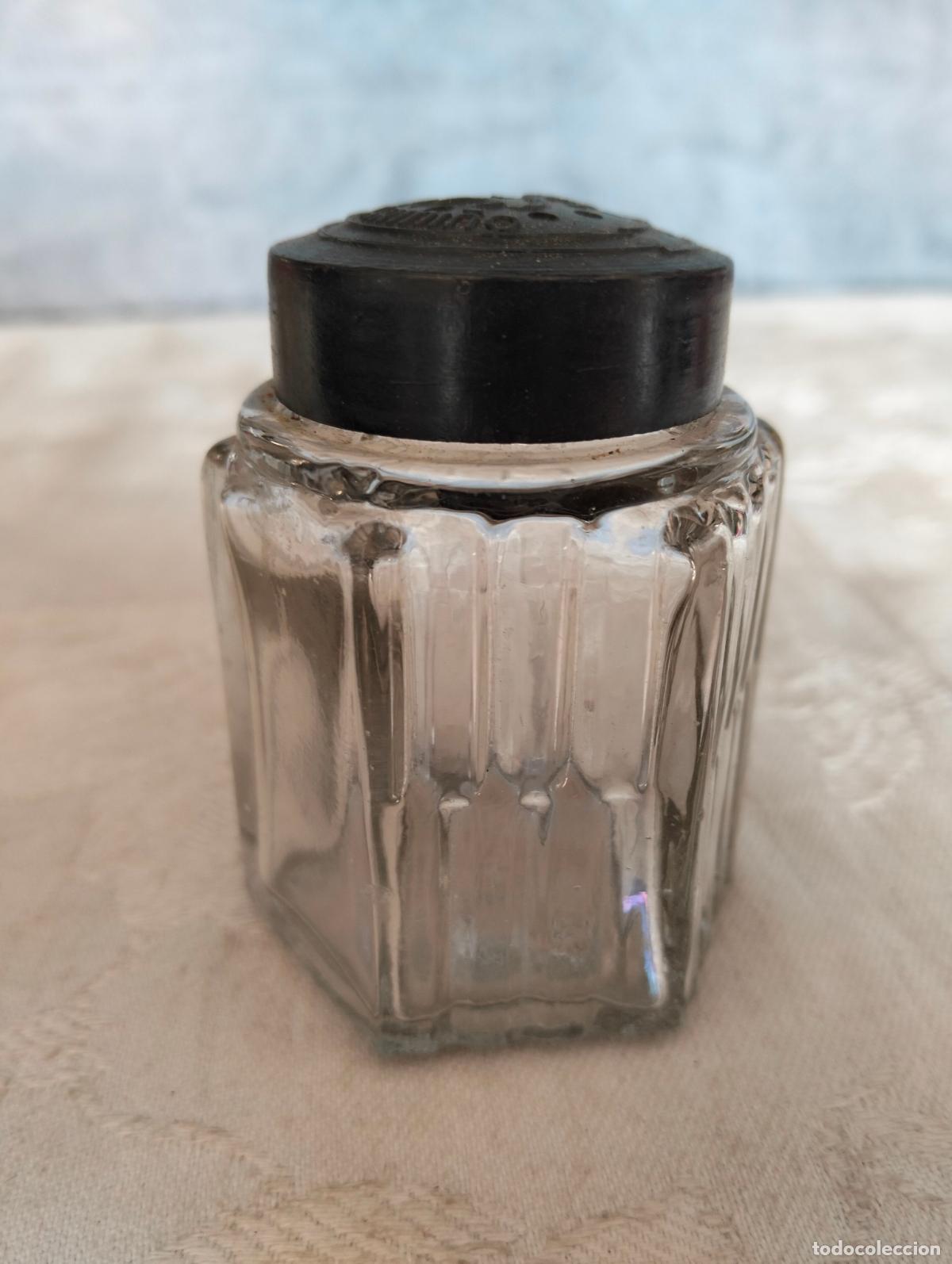 Antiques: Antiguo bote de cristal transparente frasco hexagonal peque&ntilde;o restaurador armi&ntilde;o a&ntilde;os 40 Art Deco