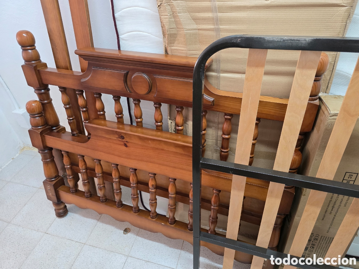 Antig&uuml;edades: Estructura de cama madera + colchon 150 x 190 - Foto 3