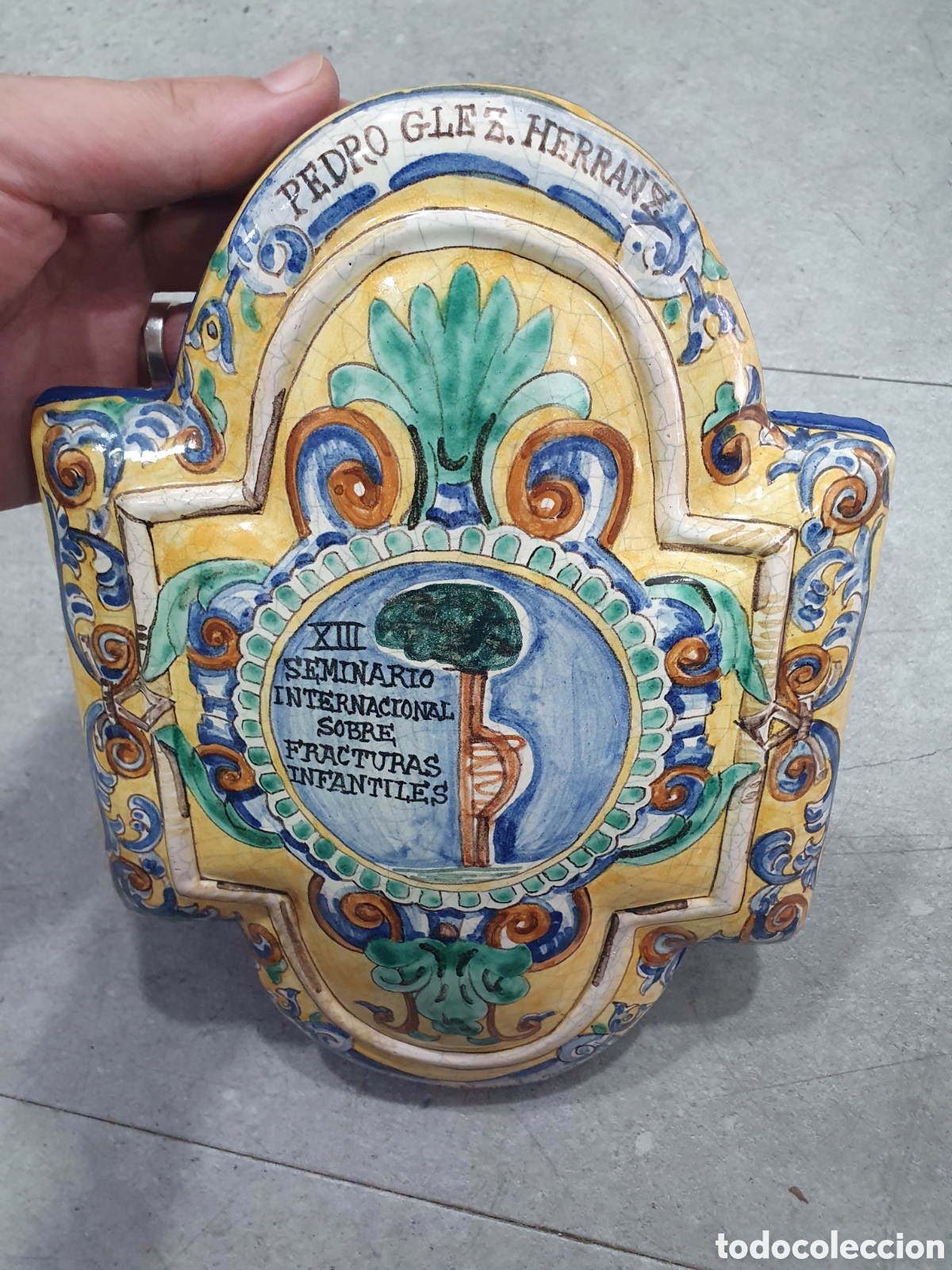 Oggetti Antichi: Placa de cer&aacute;mica Talavera. Seminario Fracturas infantiles. (L73)