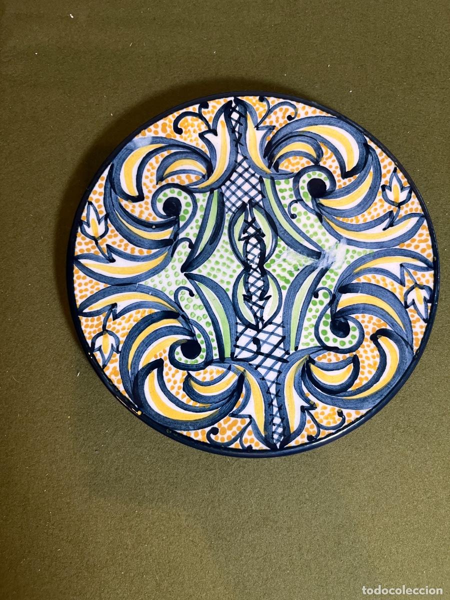Antig&uuml;edades: Plato de cer&aacute;mica Enma pintado a mano 24 cm Made in Spain decoraci&oacute;n barroca floral vintage