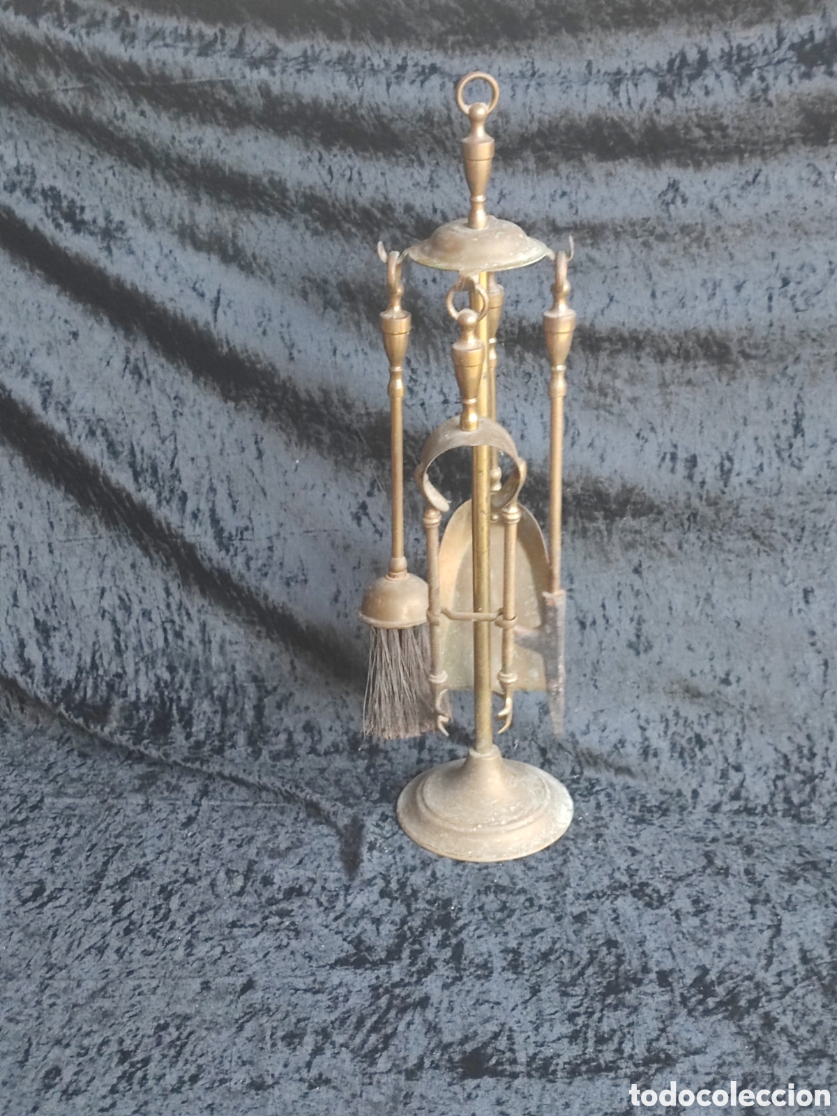 Antig&uuml;edades: Juego de herramientas para chimenea todo en bronce - Foto 9