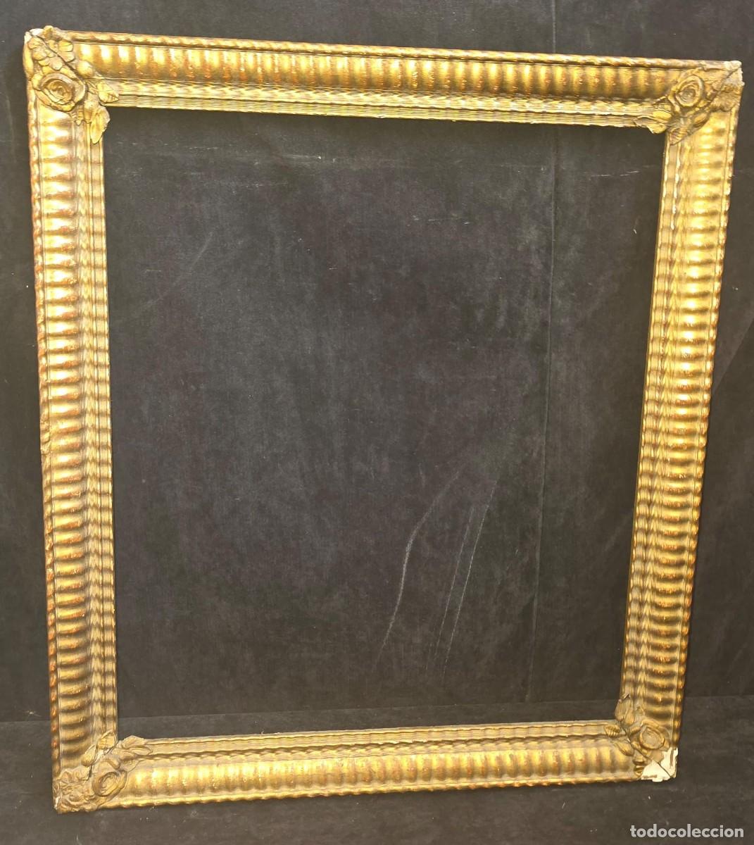 Antig&uuml;edades: Antiguo Marco Dorado de Madera para Cuadro o Espejo &ndash; Moldura Cl&aacute;sica &ndash; 65 x 56 cm