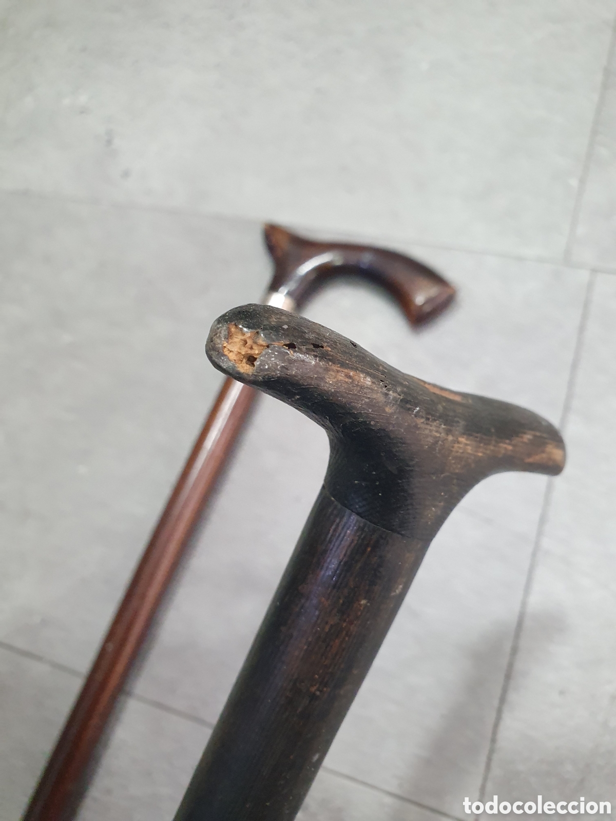 Antig&uuml;edades: 2 bastones antiguos madera. (L99) - Foto 3