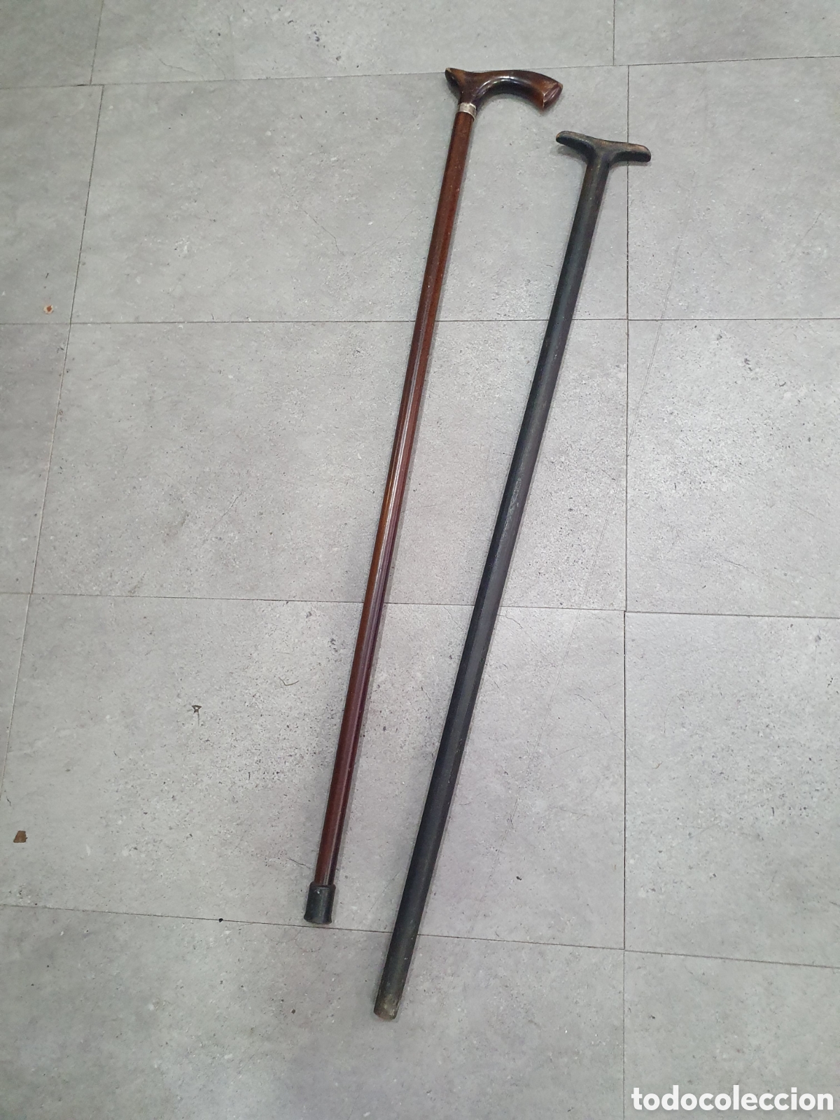 Antig&uuml;edades: 2 bastones antiguos madera. (L99) - Foto 1
