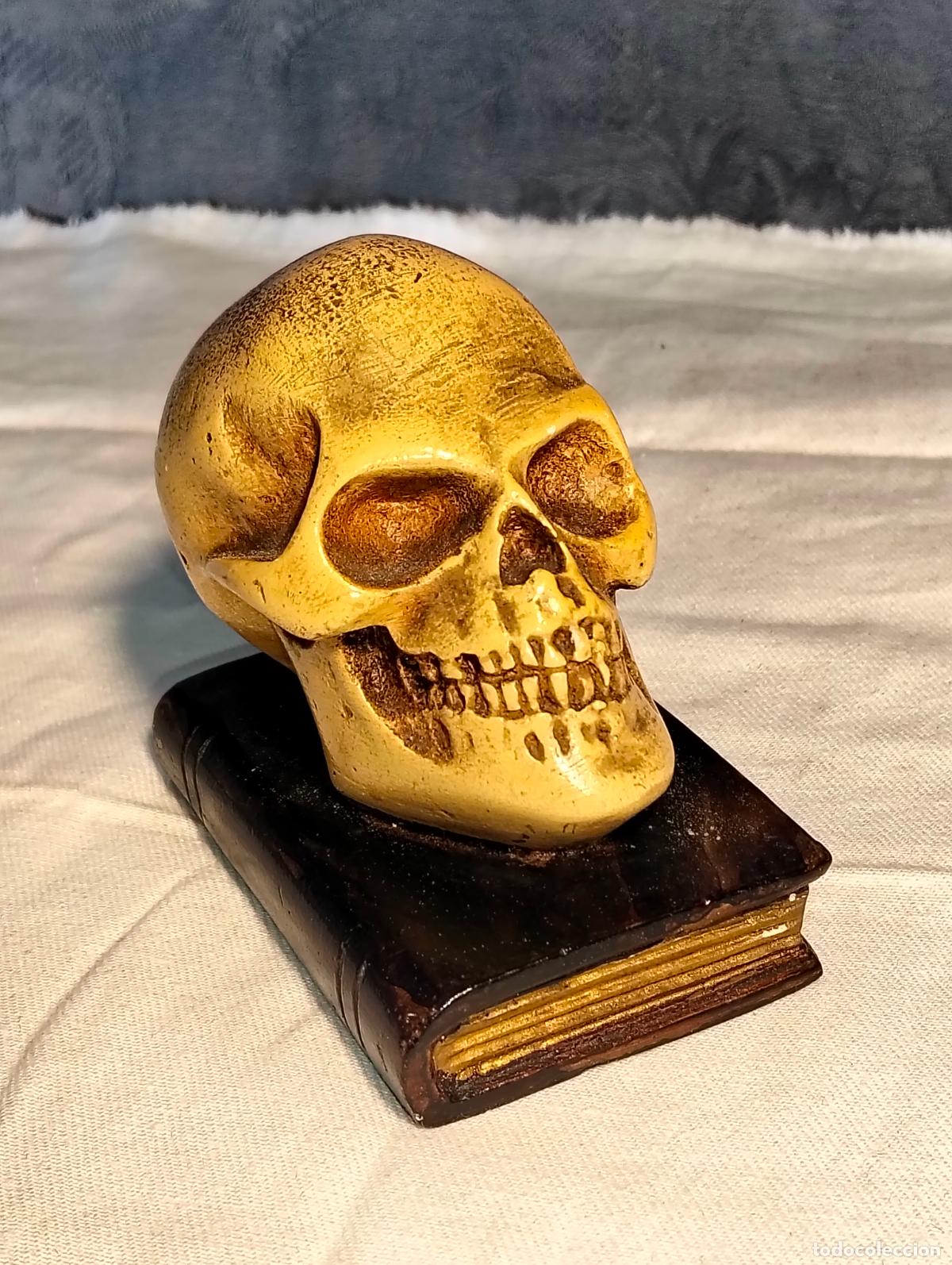 Antiguidades: Figura escultura peque&ntilde;a pisapapeles antiguo forma calavera humana cr&aacute;neo humano Fius Manresa