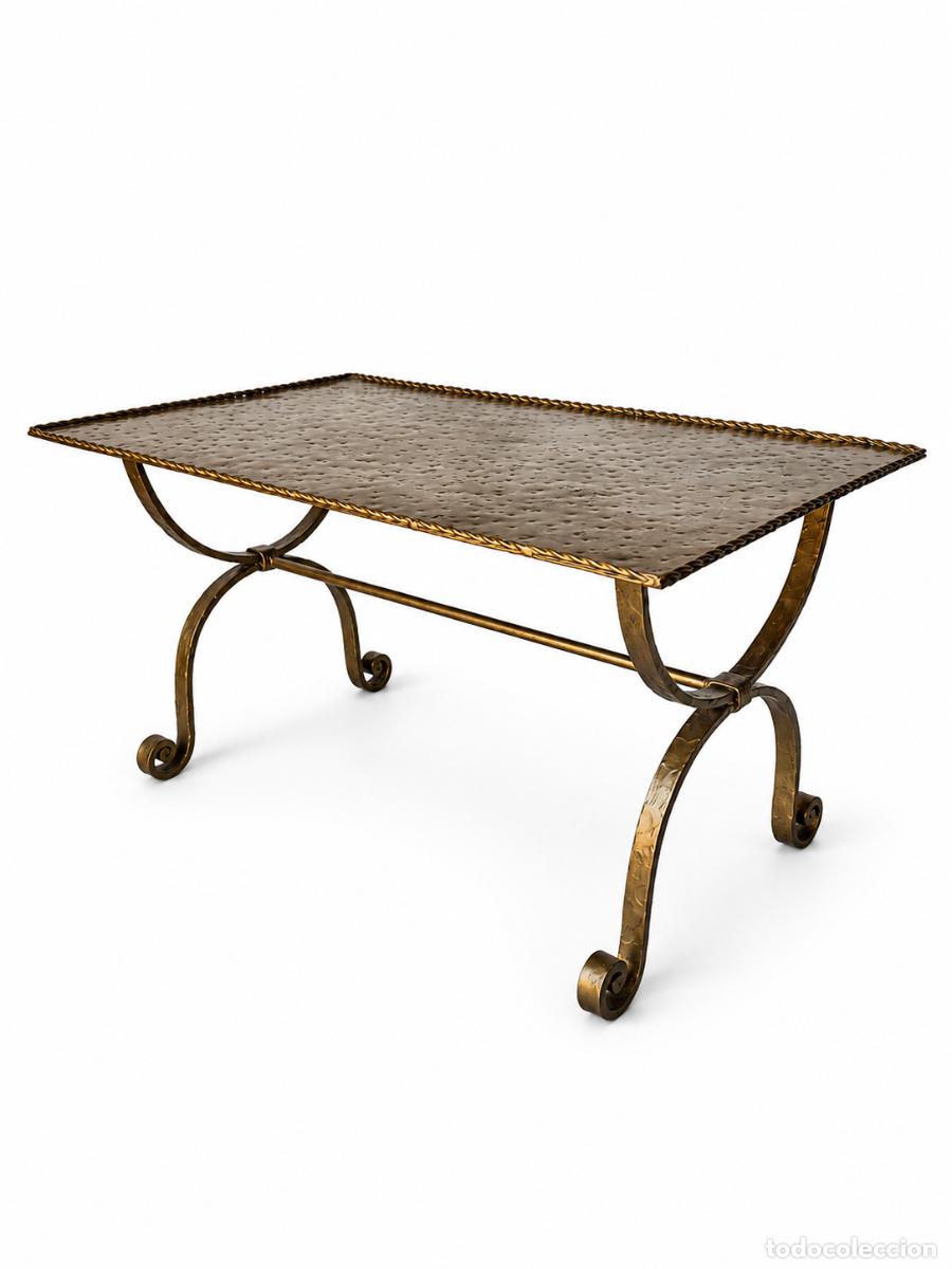 Antiguidades: Mesa de Centro, Francia - Hierro Forjado Dorado - Vintage - A&ntilde;os 1940-50