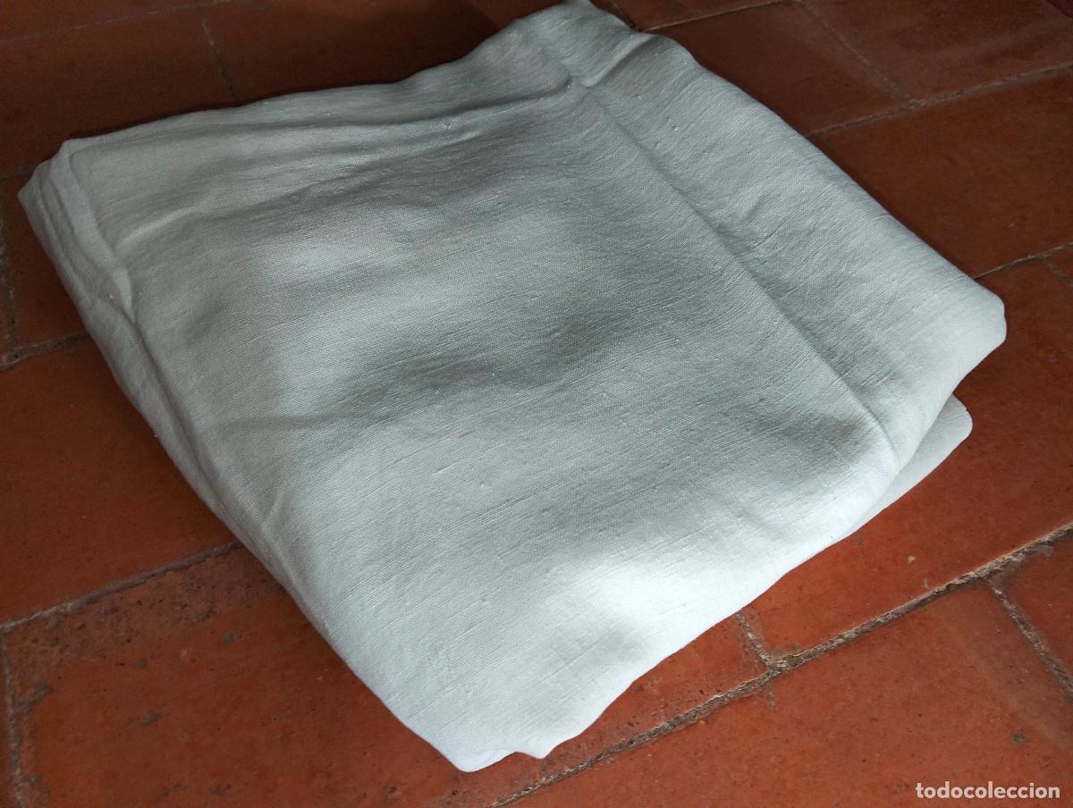 Antiques: Tela de lino blanca antigua hilo antiguo natural ropa arreglos costura modelaje s&aacute;bana 236 x 205 cm