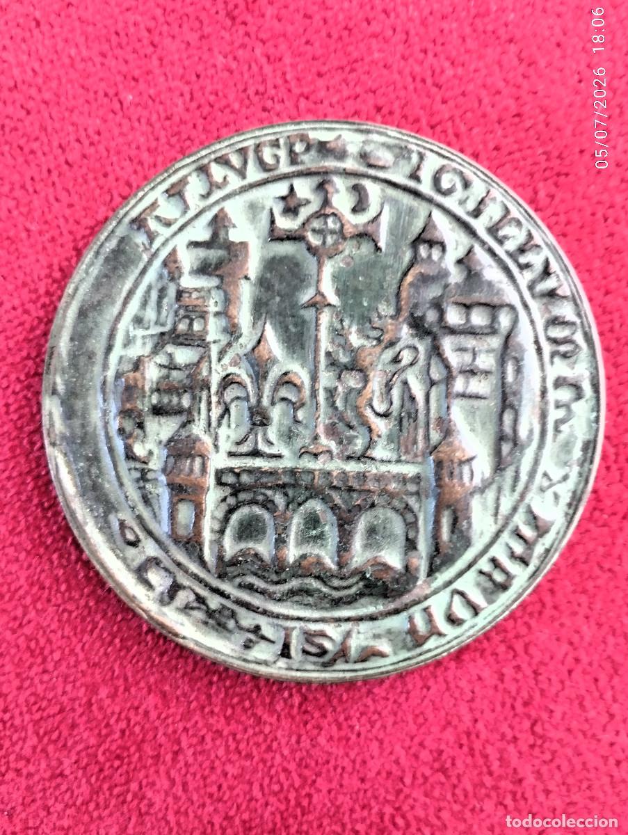 Antiques: MEDALLA DE BRONCE CON BONITA P&Aacute;TINA CONMEMORATIVA CON EL SELLO DE LA CIUDAD DE LYON