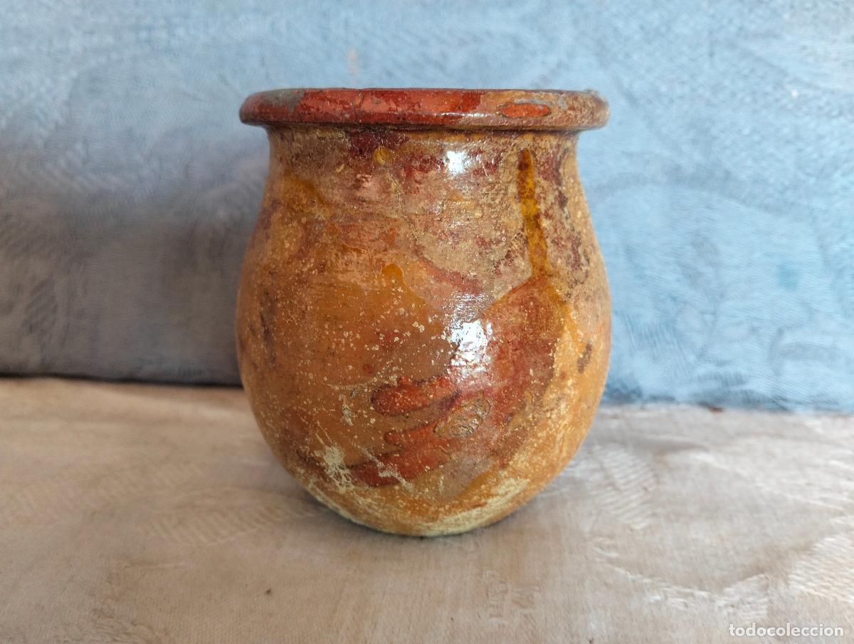 Antiques: Tarro bote de cer&aacute;mica antiguo marr&oacute;n catal&aacute;n tup&iacute; jarroncito tradicional