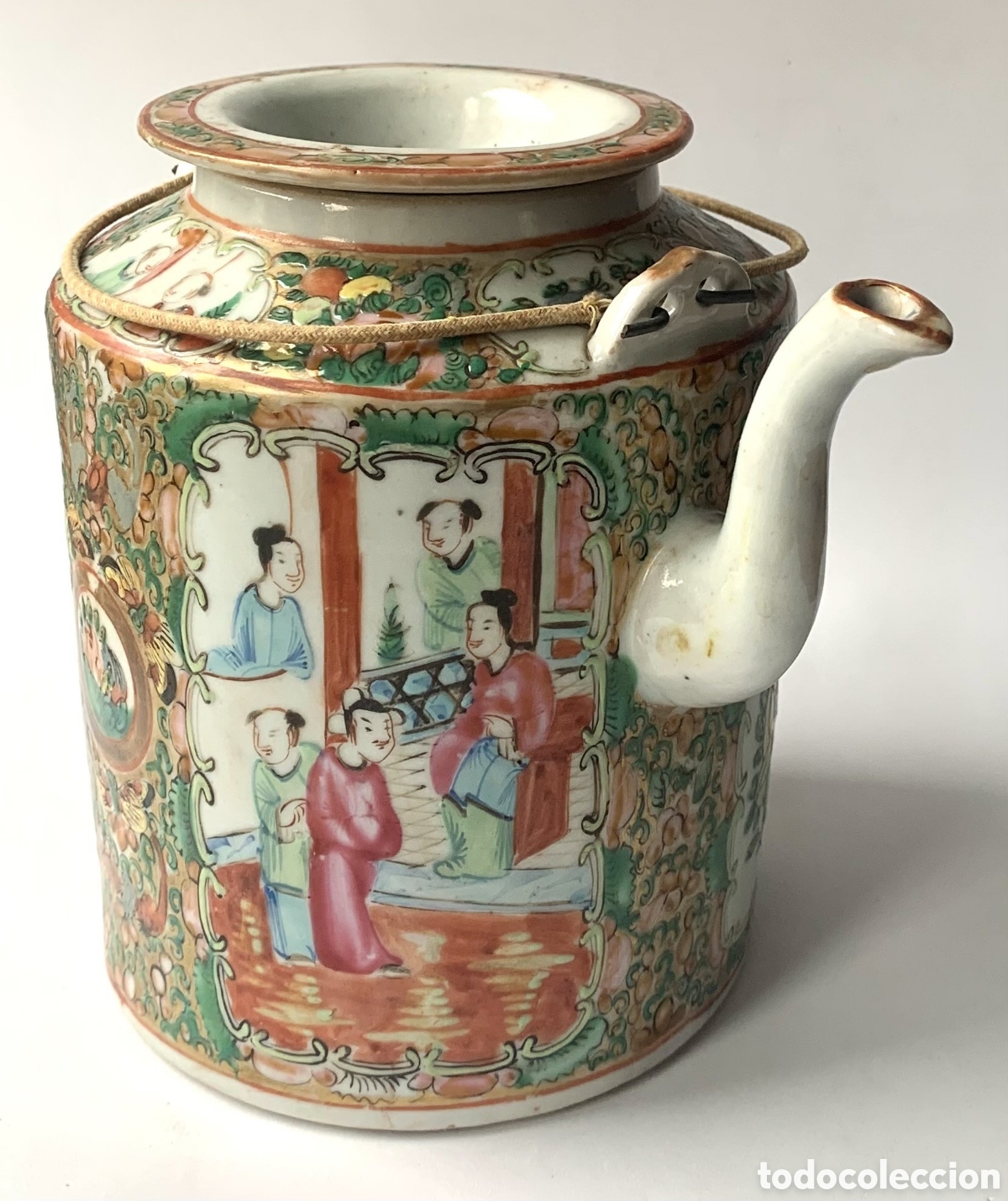 Antig&uuml;edades: Antigo Bule de Ch&aacute; Chin&ecirc;s Canton Rose Medallion &ndash; S&eacute;c. XIX