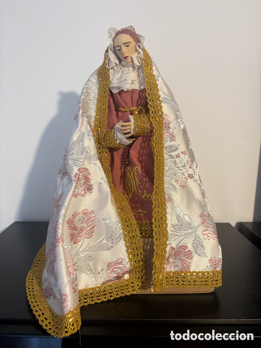 Oggetti Antichi: Virgen de vestir antigua Capi i pota con Rosario y enaguas