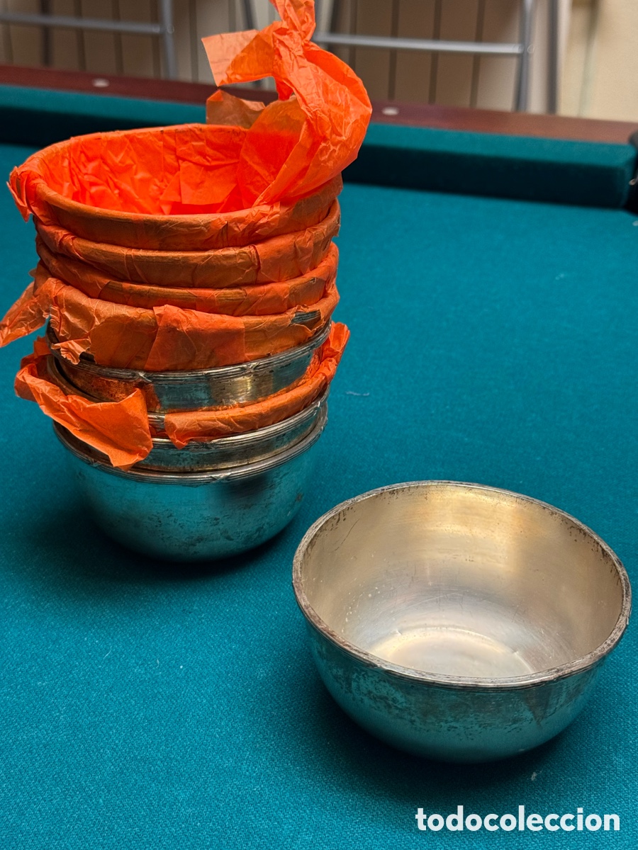 Antig&uuml;edades: Lote de 9 Antiguos Cuencos de Metal Plateado - Estilo Vintage Mid-Century A&ntilde;os 60