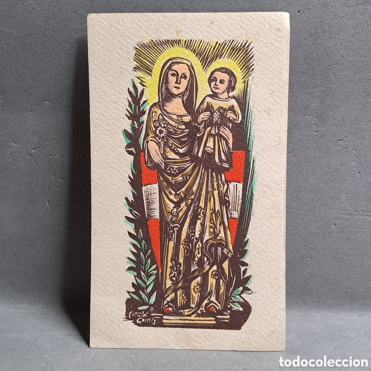 Oggetti Antichi: Antigua estampa, conmemoraci&oacute;n 6&ordm; centenario Coronaci&oacute;n Can&oacute;nica de Ntra. Sra. del Lled&oacute;, Valls 1966