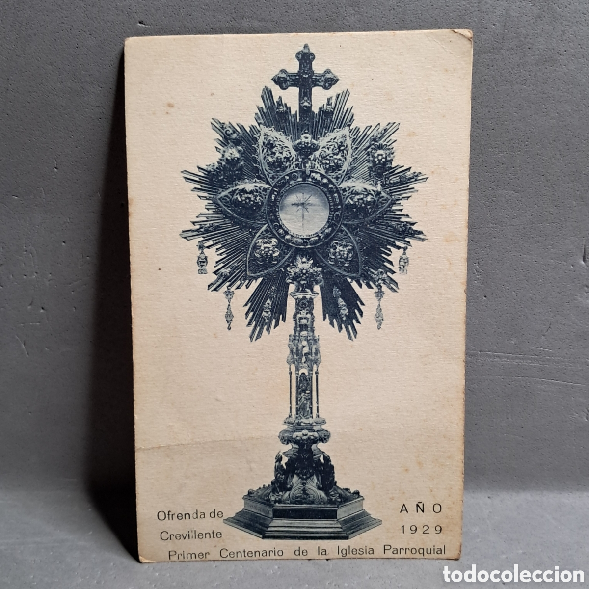 Oggetti Antichi: Antigua estampa, Crevillente 1929, Ofrenda Primer Centenario dela Iglesia Parroquial