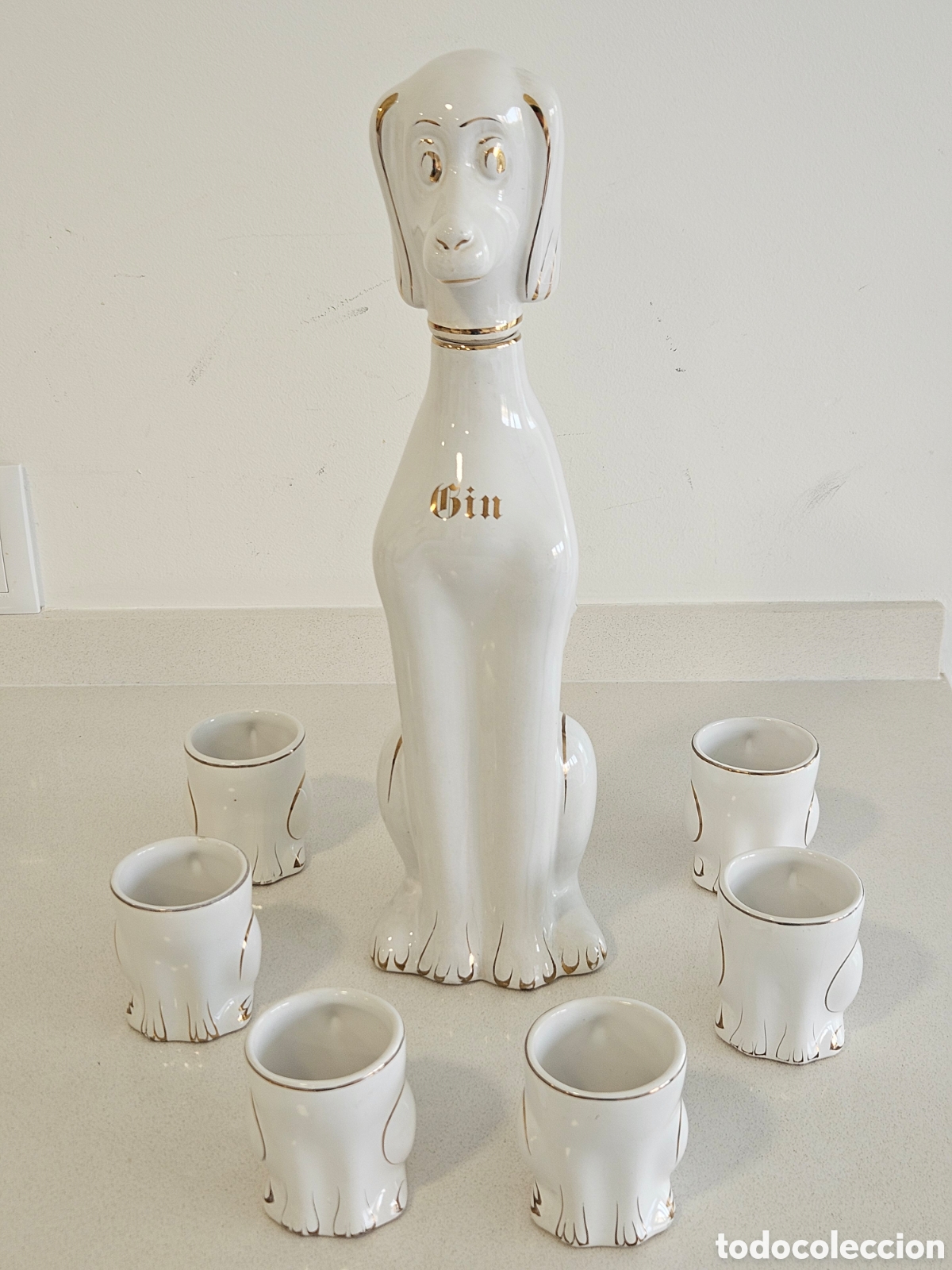 Antig&uuml;edades: Conjunto Bar Vintage Gin Cer&acirc;mica Valarte Portugal (Anos 70)