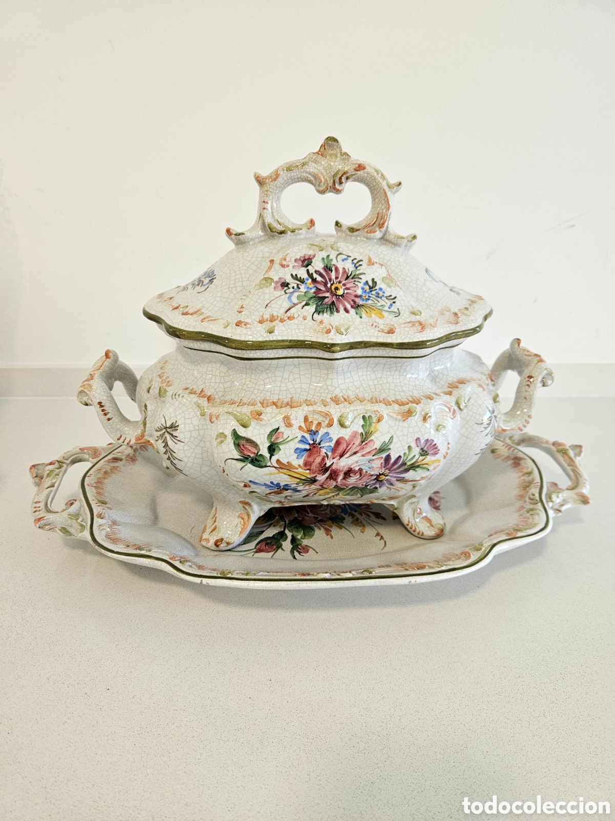 Antig&uuml;edades: Magn&iacute;fica Terrina e Travessa Vintage - Cer&acirc;mica Italiana Pintada &agrave; M&atilde;o